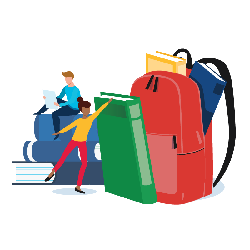 Children Stacking School Materials